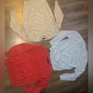 Lot of 3 j crew cotton long sleeves size large. Great shape stretch material .